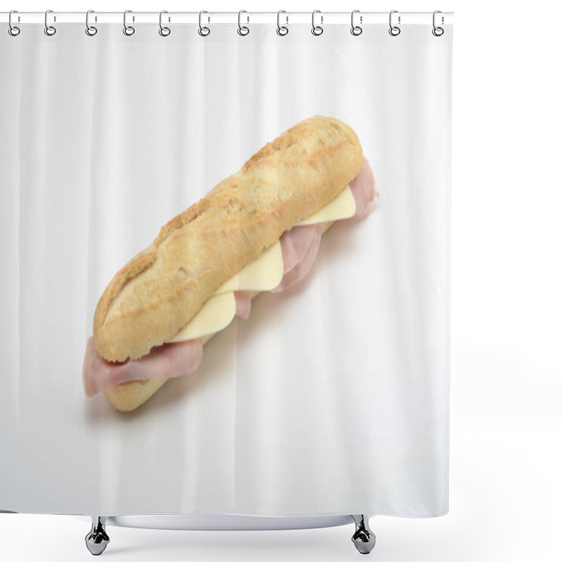 Personality  Ham Sandwich With Cheese On White Background Shower Curtains