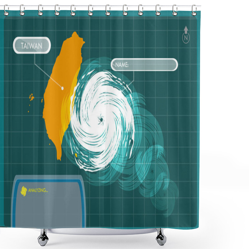 Personality  Taiwan Map With Eye Of Typhoon Shower Curtains