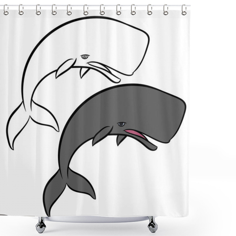 Personality  Hand Drawn   Whales Shower Curtains