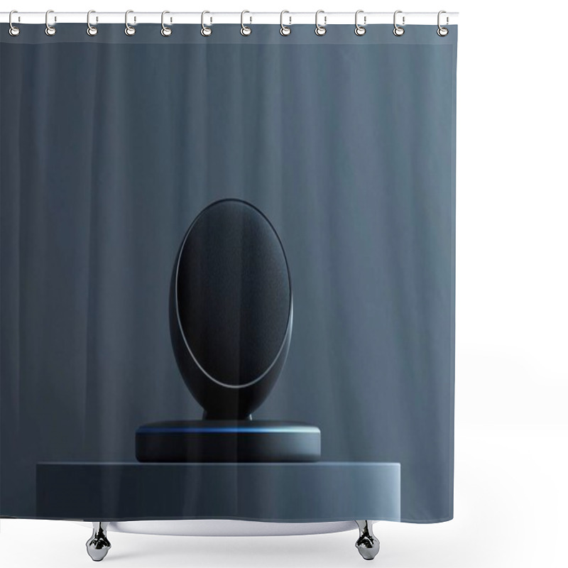 Personality  Modern Smart Speaker With Futuristic LED Lighting On A Sleek Platform Shower Curtains