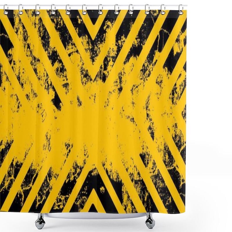 Personality  Old Warning Sign With Black Stripes On Yellow Background. Shower Curtains