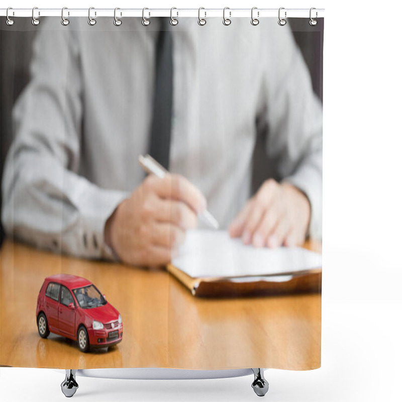 Personality  Car Rental Inspector Filling Contract, Rent A Car Concept Shower Curtains