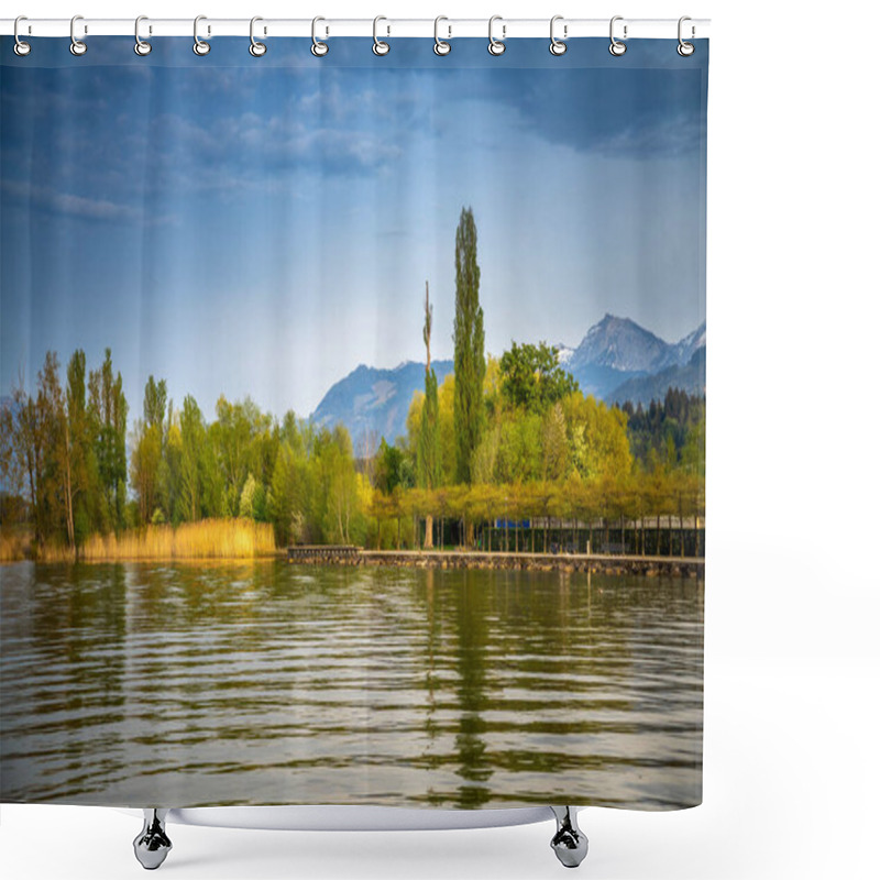 Personality  Lake Shore Scenery, Freienbach, Canton Swchyz, Switzerland Shower Curtains