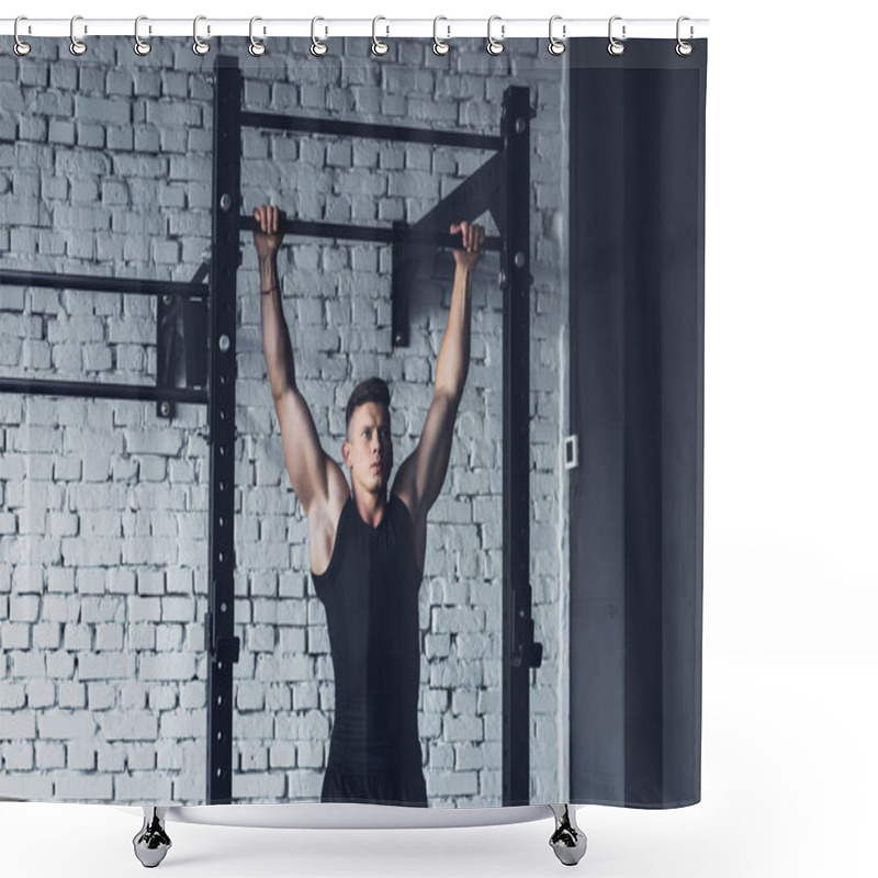 Personality  Man Doing Pull Ups Shower Curtains