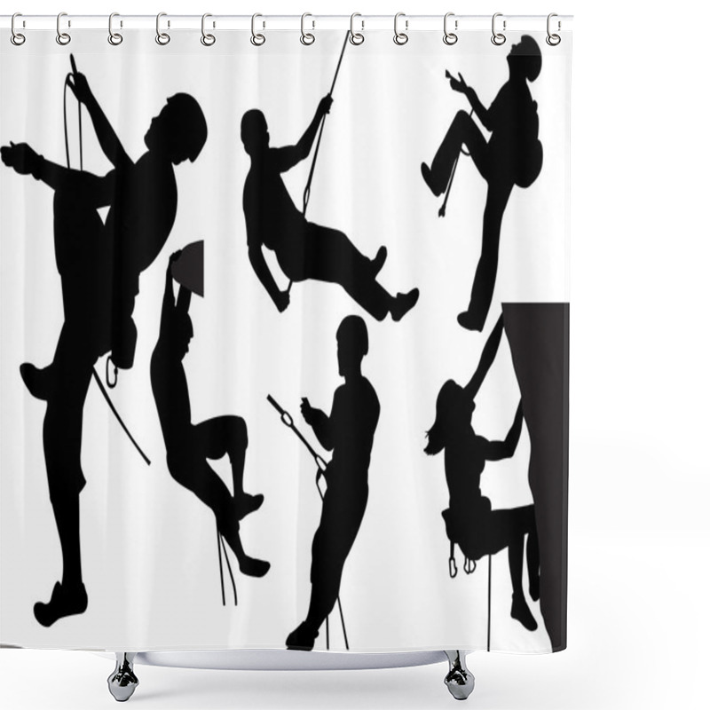 Personality  Rock Climbers Silhouettes Shower Curtains