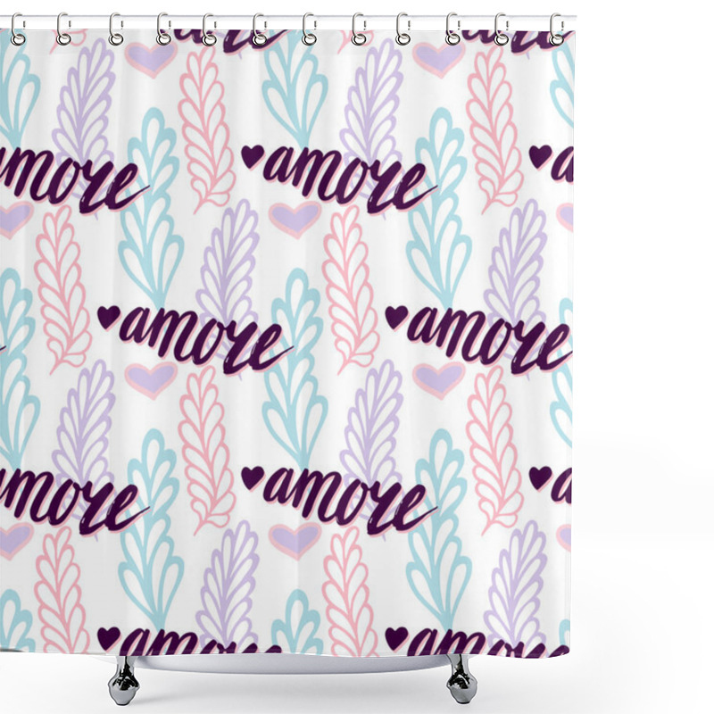 Personality  Lettering Italian Word Amore Shower Curtains