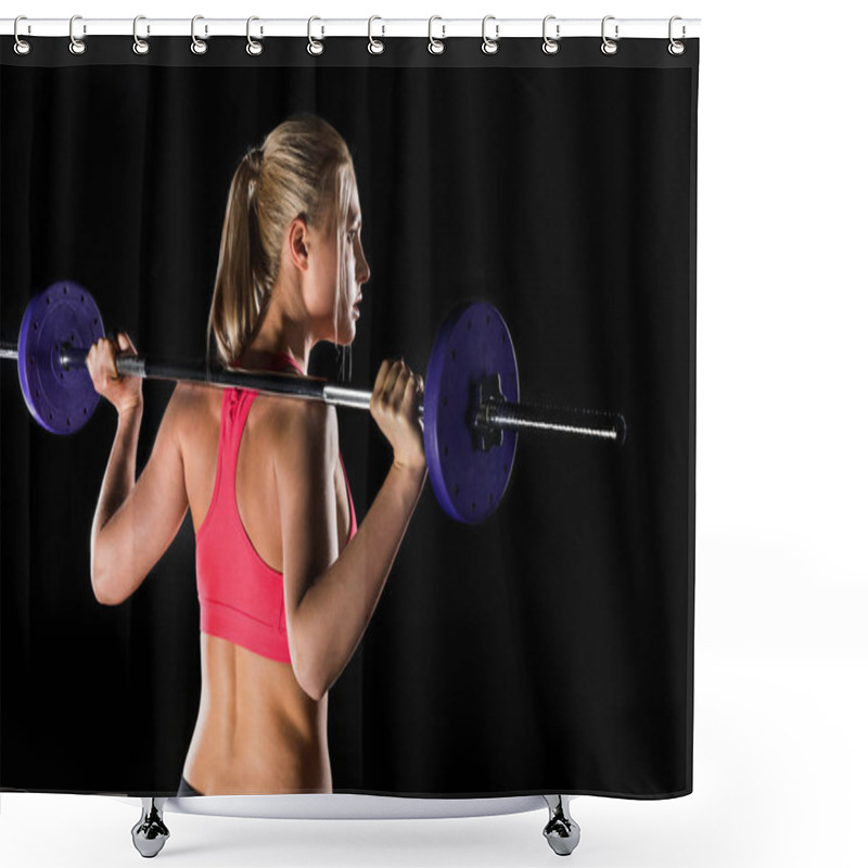 Personality  Woman Exercising With Barbell Shower Curtains