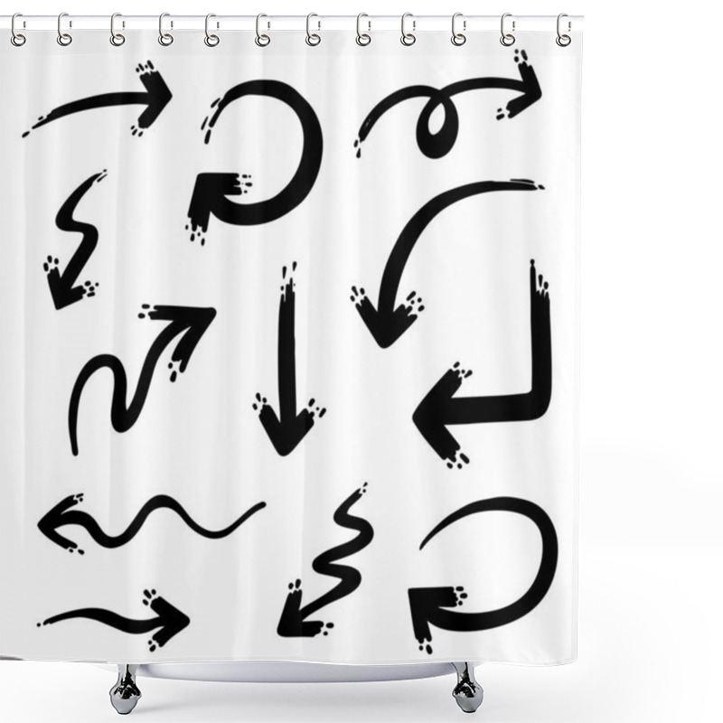 Personality  Hand Drawn Arrows. Abstract Doodle Arrows Thin Line Black In Many Collections In Vector Illustration Shower Curtains