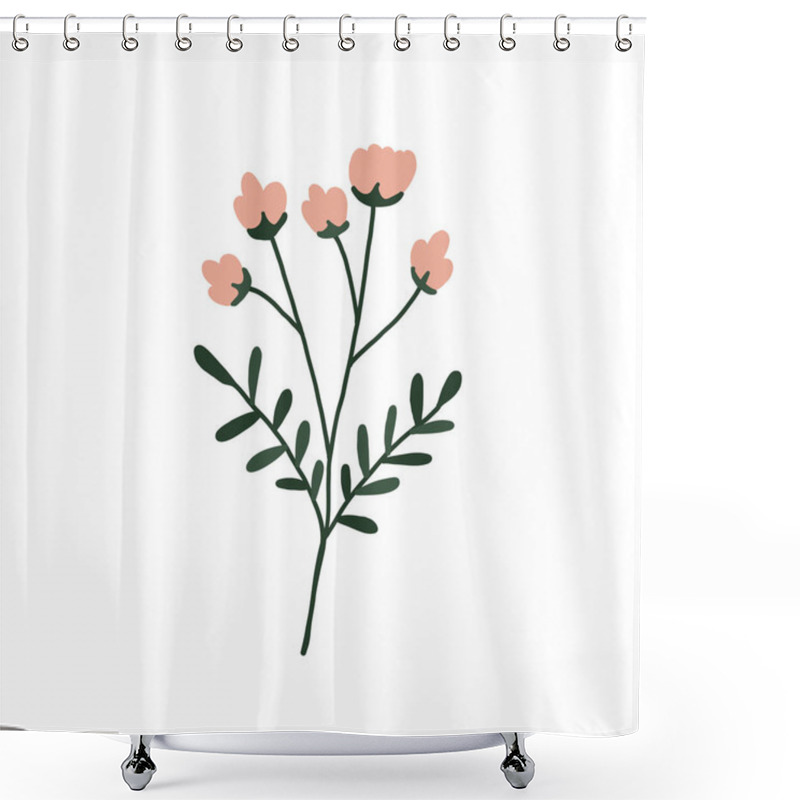 Personality  Abstract Pink Wildflower Isolated On White Background Shower Curtains