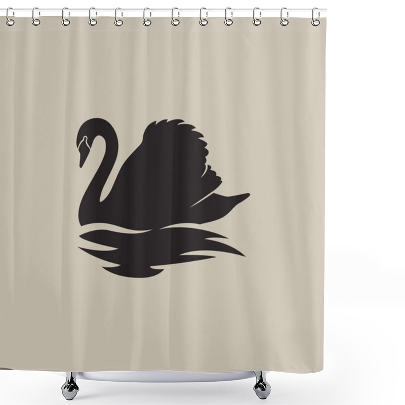 Personality  Line Swan  Logo Sign Shower Curtains