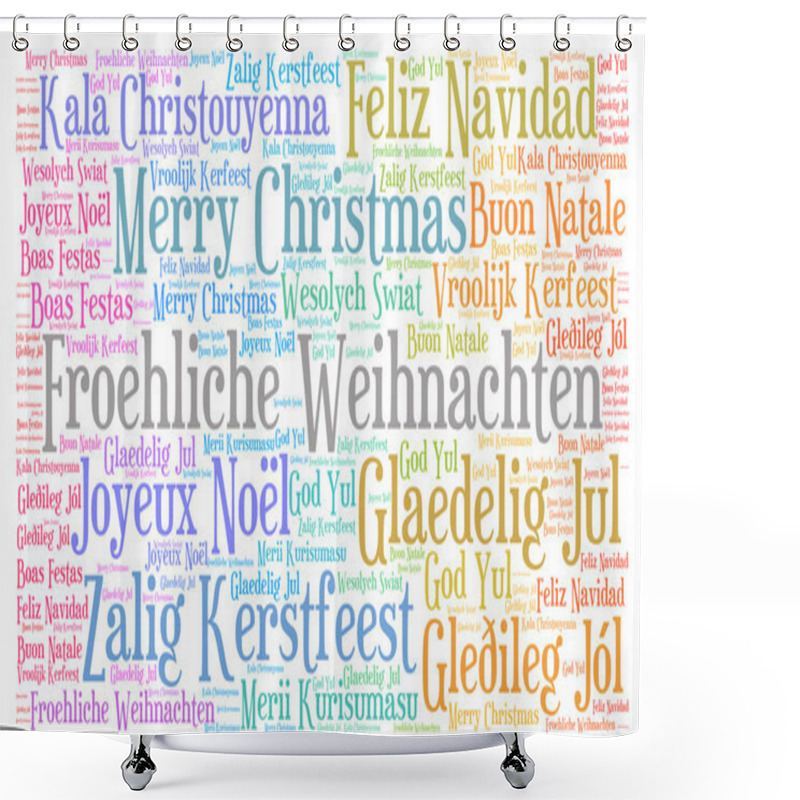 Personality  Merry Christmas In Different Languages Shower Curtains