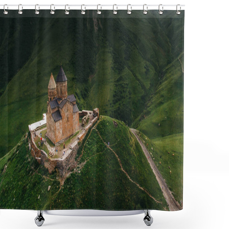 Personality  Old Castle In Green Mountains Shower Curtains