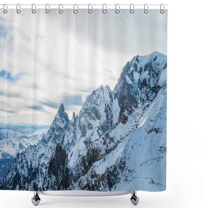 Personality  Beautiful Snowy Mountain Peaks In Autumn Shower Curtains