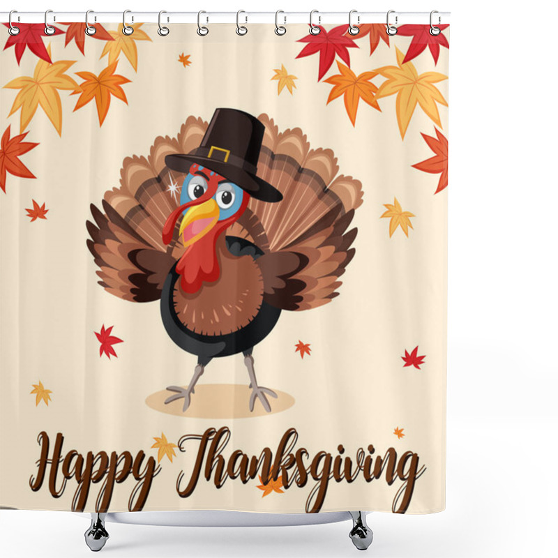 Personality  Happy Thanksgiving Turkey Template Illustration Shower Curtains