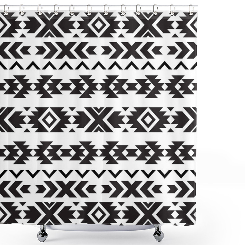 Personality  Seamless Tribal Black And White Pattern Shower Curtains