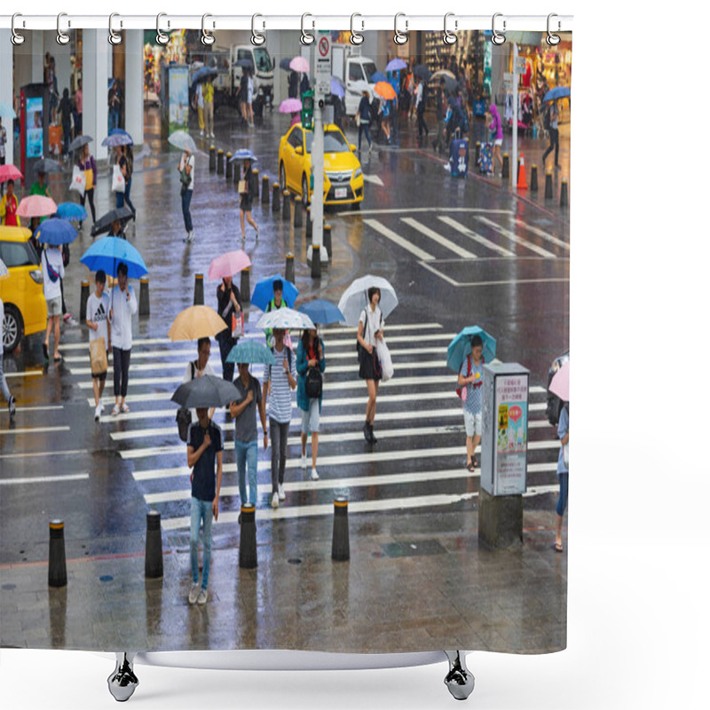 Personality  People Crossing Street In Front Of Ximending Shopping District W Shower Curtains