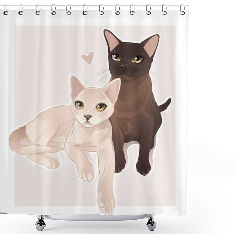 Personality  Cats Laying On Pink Square Background Shower Curtains