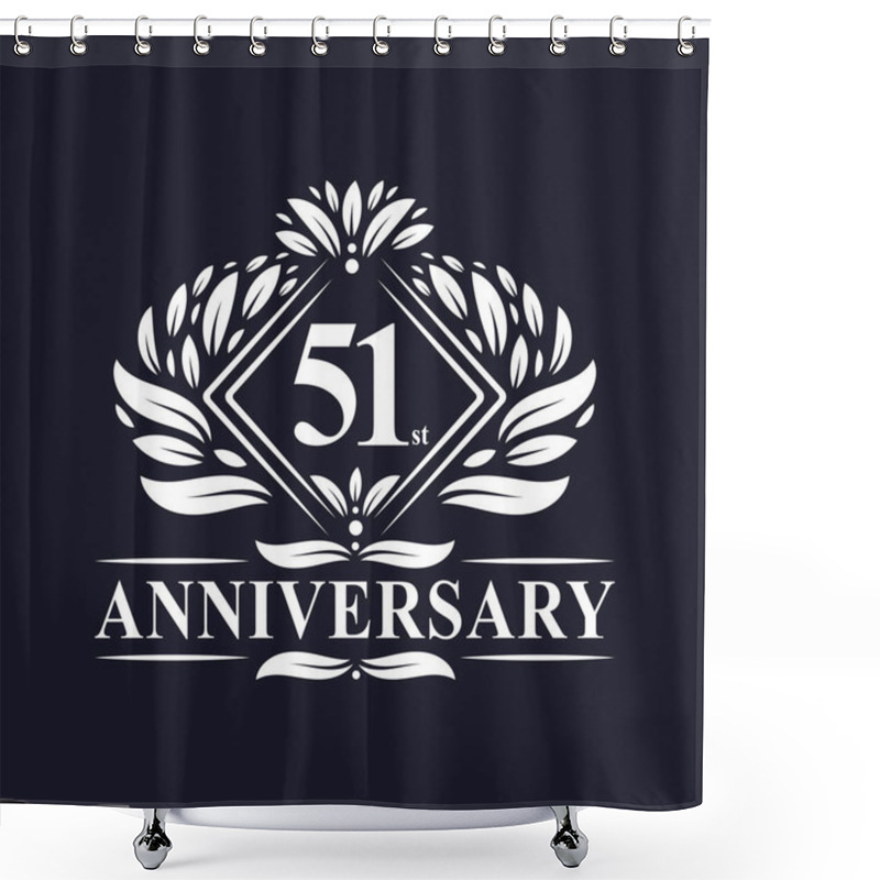 Personality  51 Years Anniversary Logo, Luxury Floral 51st Anniversary Logo. Shower Curtains