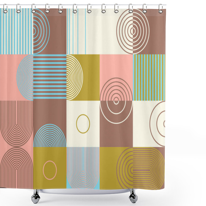 Personality  Mid-Century Abstract Vector Pattern Design Shower Curtains