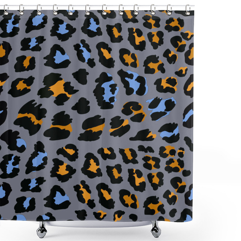 Personality  Pattern Of Blue And Orange Spots On Grey Background Shower Curtains