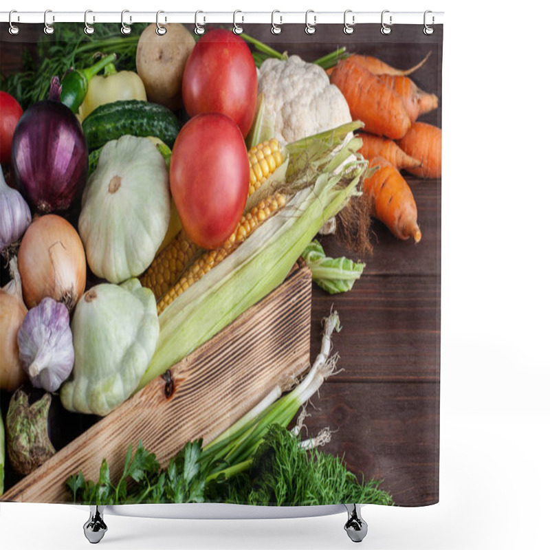 Personality  A Bunch Of Ripe Natural Vegetables. Shower Curtains