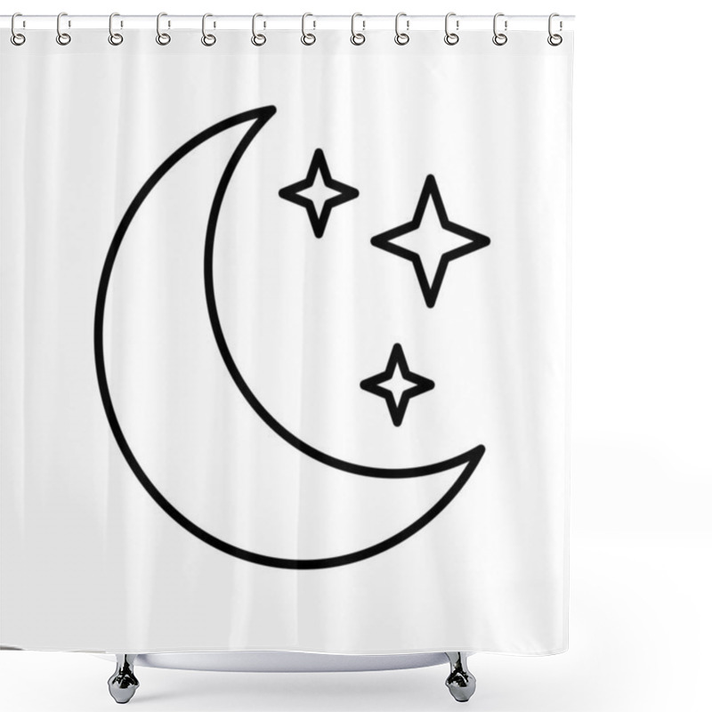 Personality  Moon And Stars Icon. Symbol Of Night. Element For Web Design. Vector Illustration.  Shower Curtains