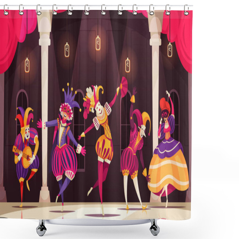 Personality  Cartoon Venetian Carnival Illustration Shower Curtains