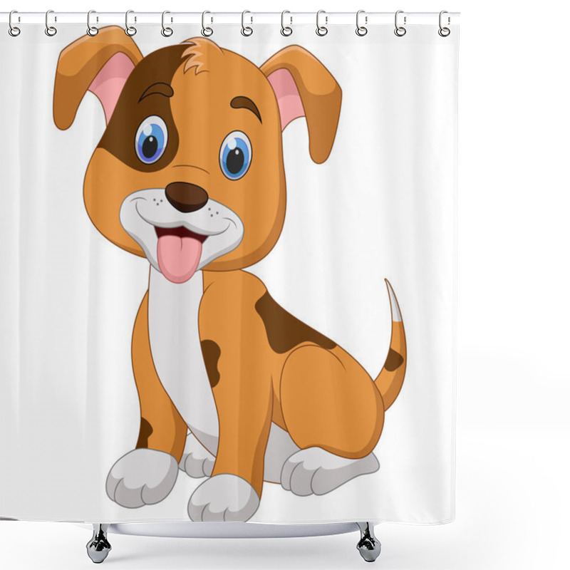 Personality  Cute Little Dog Cartoon Isolated On White Background Shower Curtains