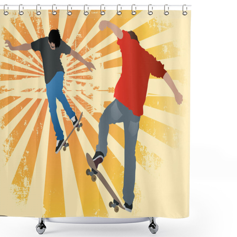 Personality  IdeaIllustration Of Two Urban Street Skaters Shower Curtains