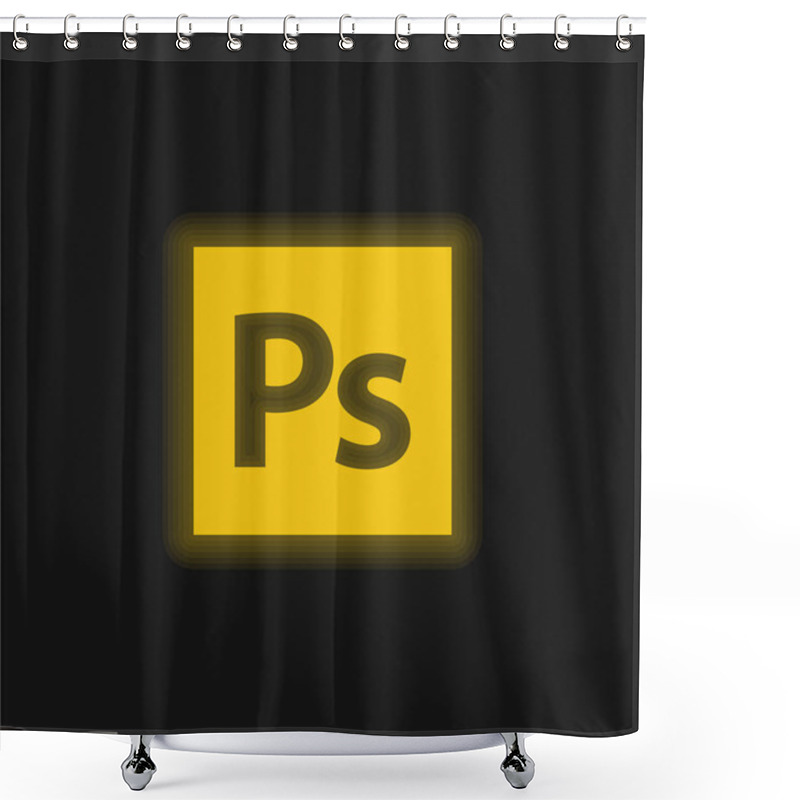 Personality  Adobe Photoshop Yellow Glowing Neon Icon Shower Curtains