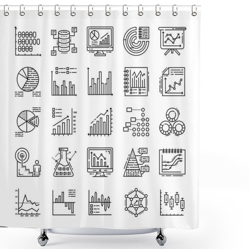 Personality  Graphical Analysis Line Icons Pack Shower Curtains