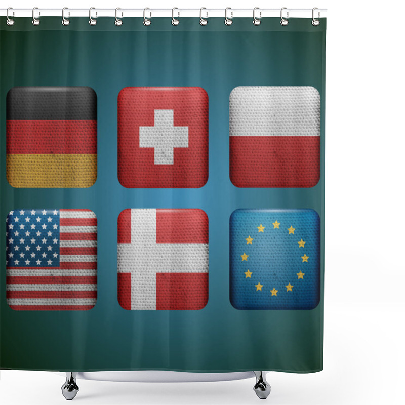 Personality  Vector Set Of Flags Shower Curtains