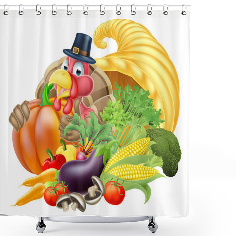 Personality  Cornucopia And Thanksgiving Turkey Shower Curtains