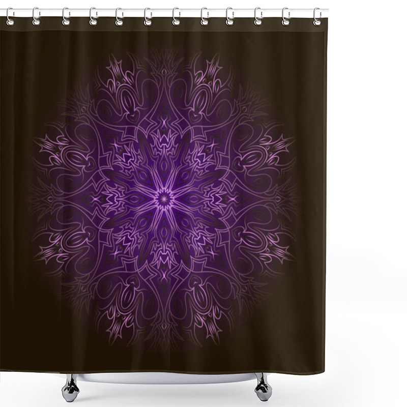 Personality  Purple Circular Pattern With Transparent Edge Over Black Backgro Shower Curtains