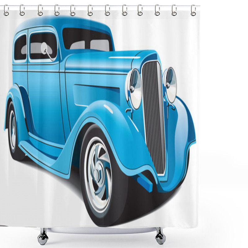 Personality  Light Blue Hot Rod Shower Curtains