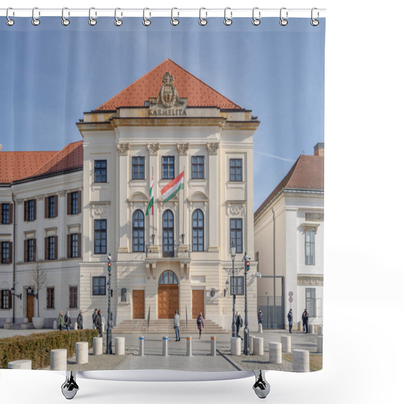 Personality  Budapest, Hungary - Feb 9, 2020: Court Theatre Of Buda Besides Sandor Palace On Buda Hill In Winter Shower Curtains