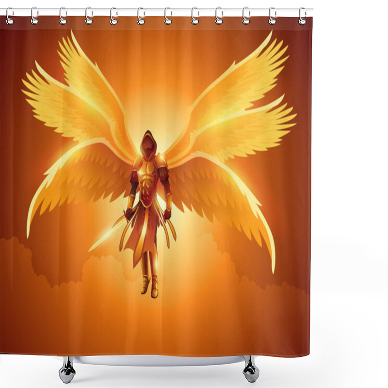 Personality  Fantasy Art Illustration Of The Archangel With Six Wings Holding A Sword Shower Curtains