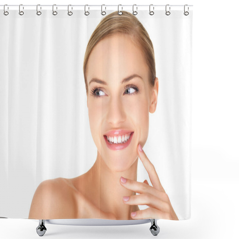 Personality  Beautiful Woman Isolated On White Shower Curtains