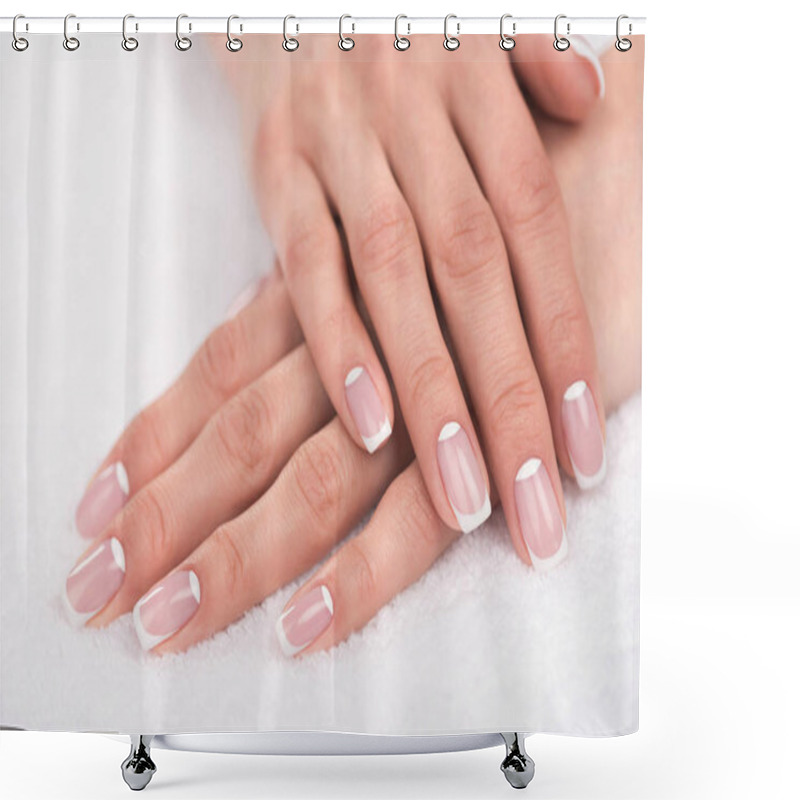 Personality  Female Hands With French Manicure Shower Curtains