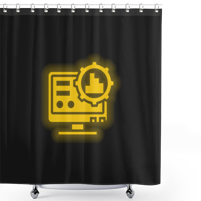 Personality  Big Data Yellow Glowing Neon Icon Shower Curtains