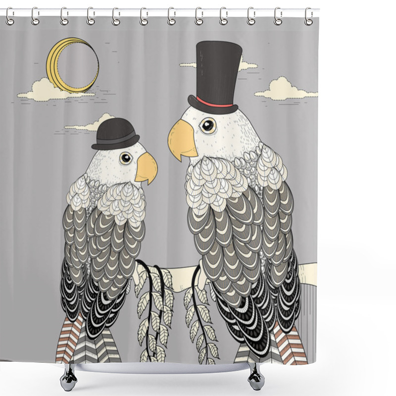 Personality  Elegant Parrots Shower Curtains