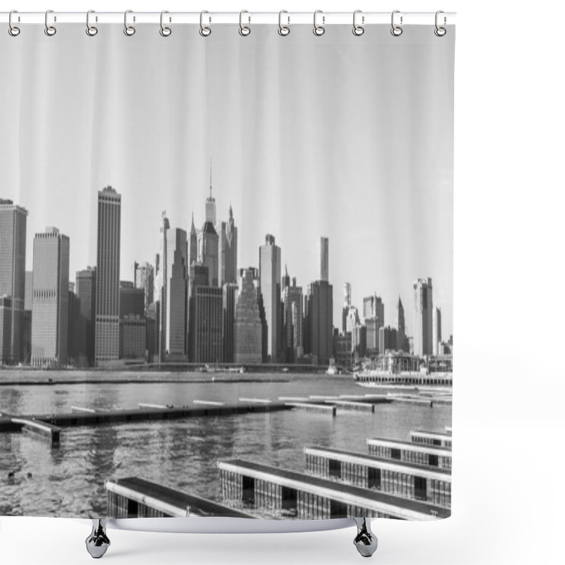 Personality  NEW YORK, USA, On MARCH 7, 2016. New York City. A View Of The City And Moorings For Boats Shower Curtains