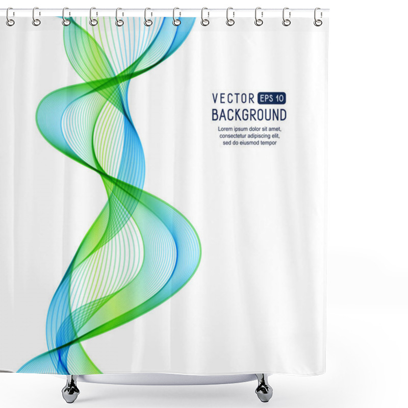 Personality  Universal Background With Gradient Blue And Green Vertical Wave Line.  Shower Curtains