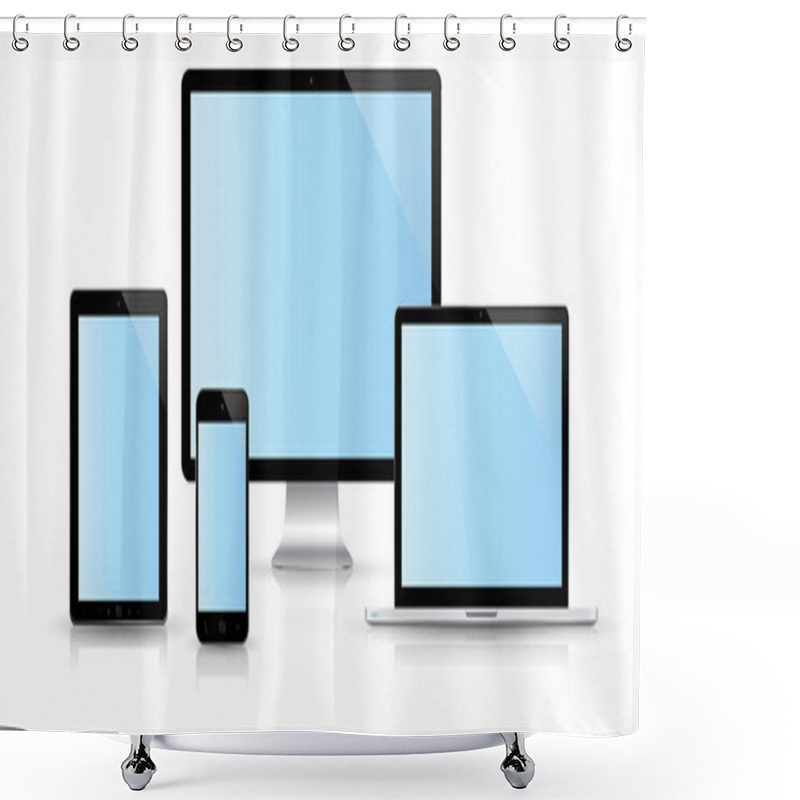 Personality  Modern Digital Tech Device Collection Shower Curtains