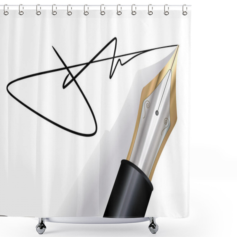 Personality  Signing With A Fountain Pen Shower Curtains