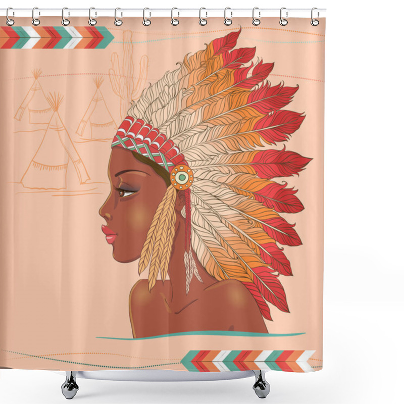 Personality  Vector Native American Indian Chief Shower Curtains