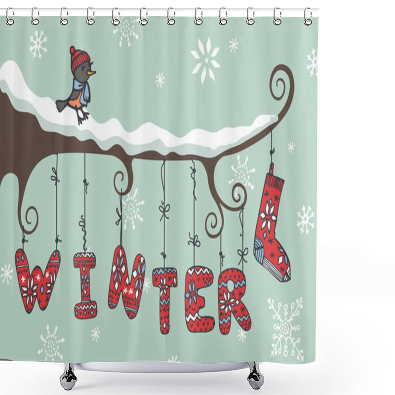 Personality  Winter Knitted Letters Shower Curtains