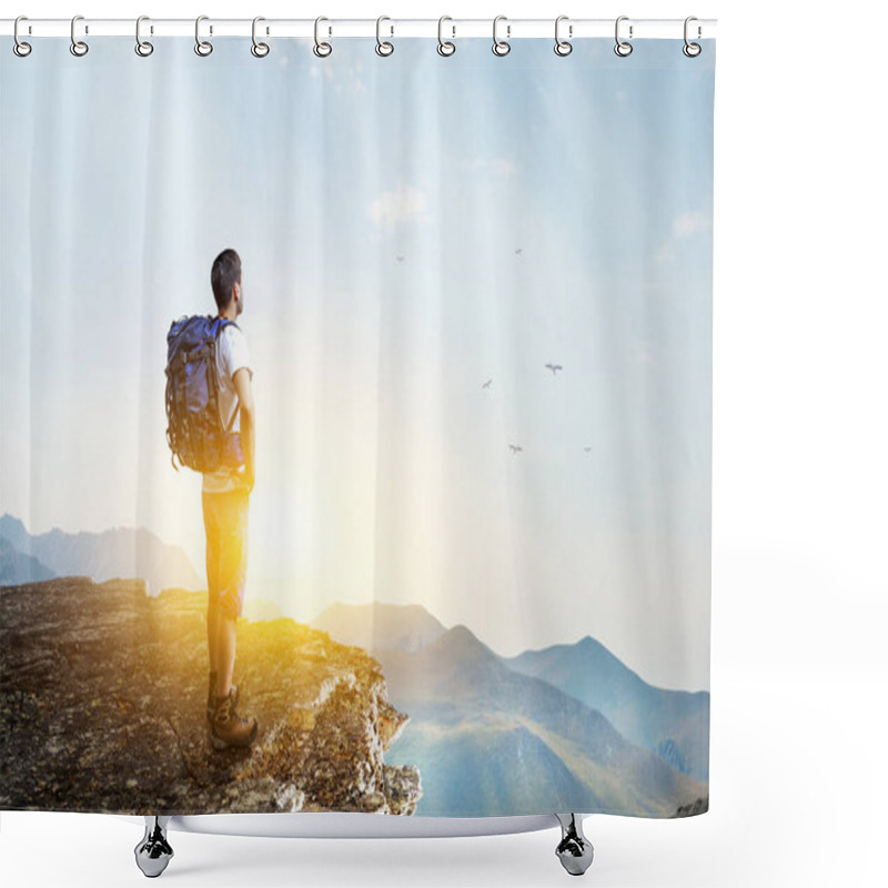 Personality  Young Traveler Exploring The World Concept Shower Curtains