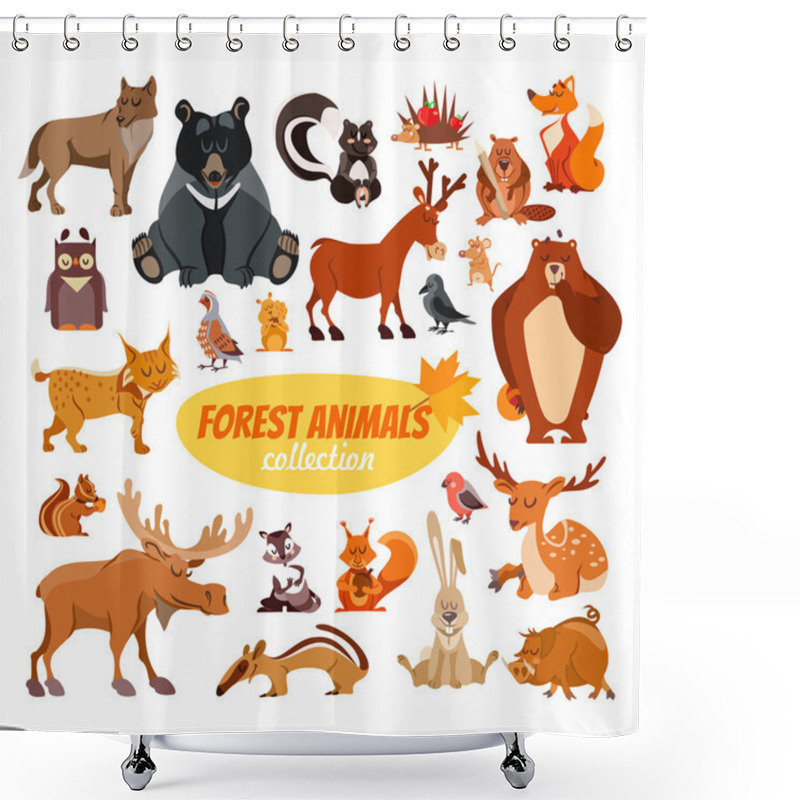 Personality  Set Of Cartoon Forest Animals Shower Curtains