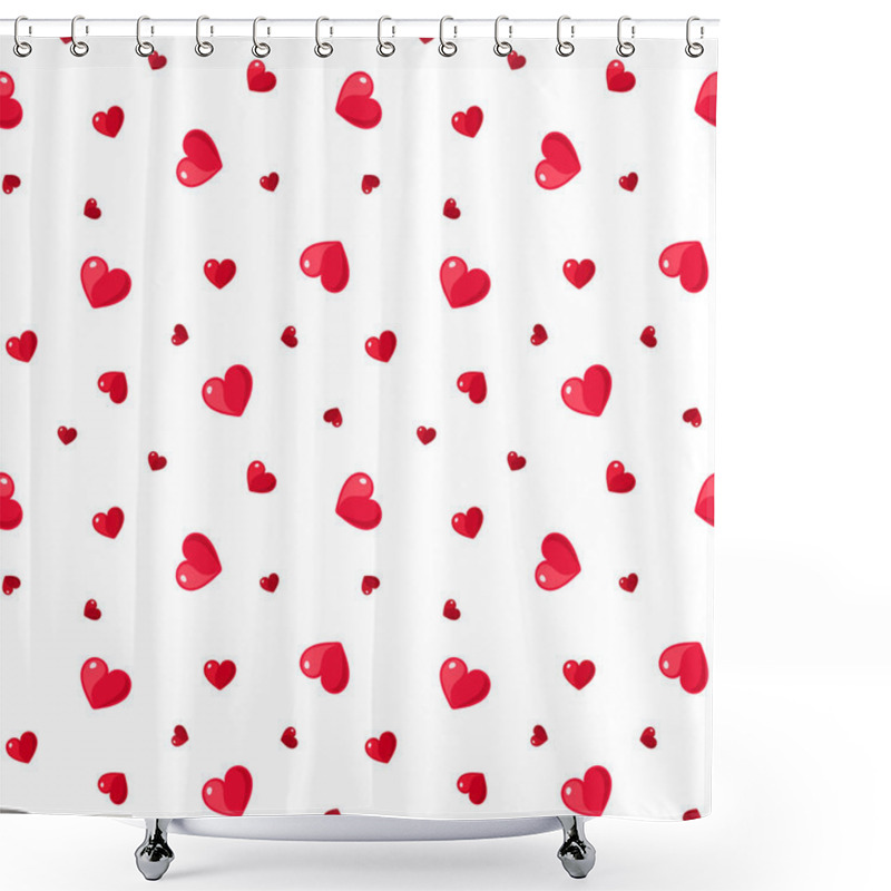 Personality  Seamless Pattern With Red Hearts. Vector Illustration. Shower Curtains